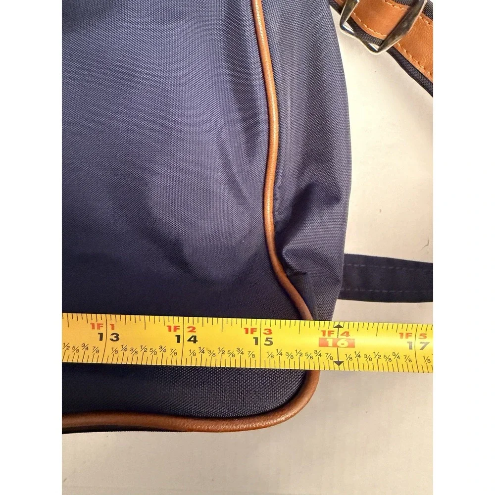 Vintage 80s Japan Airlines In Flight Weekend Bag Navy Blue Brown Nylon 16